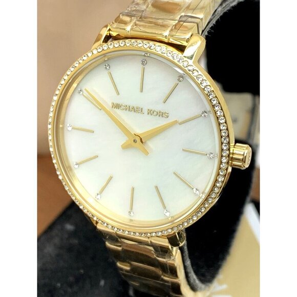 Michael Kors Women's Watch MK1065SET Quartz Mother of Pearl Dial Gold St… - Picture 13 of 14